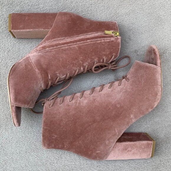 Joie Lakia Velour Peep Toe Heel Booties Sz EU38 NWOT - Picture 10 of 15